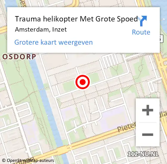 Locatie op kaart van de 112 melding: Trauma helikopter Met Grote Spoed Naar Amsterdam, Inzet op 16 juli 2024 17:24