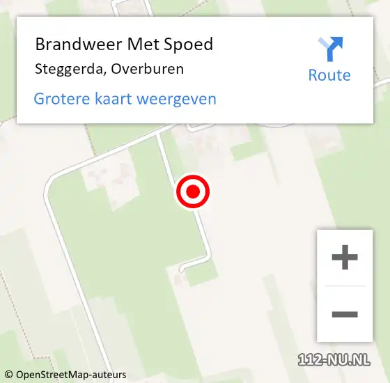 Locatie op kaart van de 112 melding: Brandweer Met Spoed Naar Steggerda, Overburen op 16 juli 2024 17:33