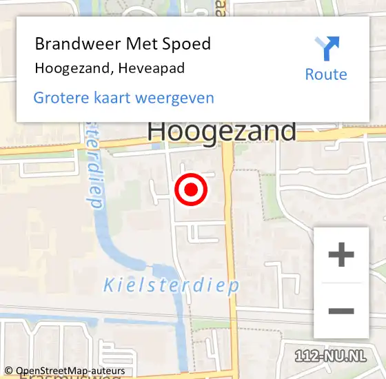 Locatie op kaart van de 112 melding: Brandweer Met Spoed Naar Hoogezand, Heveapad op 16 juli 2024 18:02