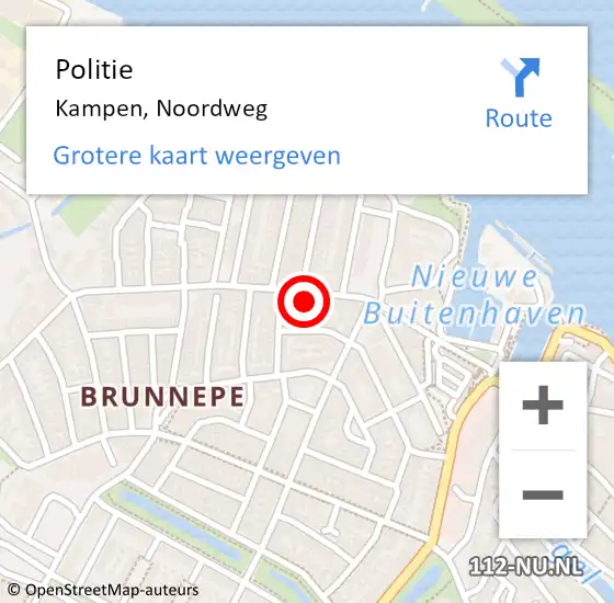 Locatie op kaart van de 112 melding: Politie Kampen, Noordweg op 16 juli 2024 18:04