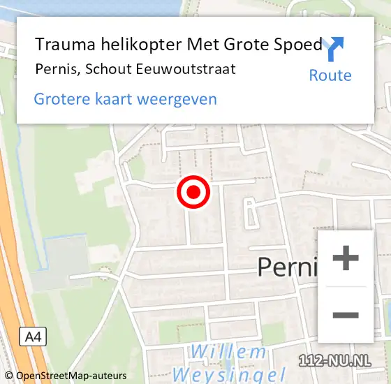 Locatie op kaart van de 112 melding: Trauma helikopter Met Grote Spoed Naar Pernis, Schout Eeuwoutstraat op 16 juli 2024 18:08