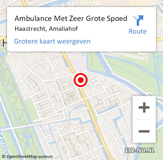 Locatie op kaart van de 112 melding: Ambulance Met Zeer Grote Spoed Naar Haastrecht, Amaliahof op 16 juli 2024 18:14