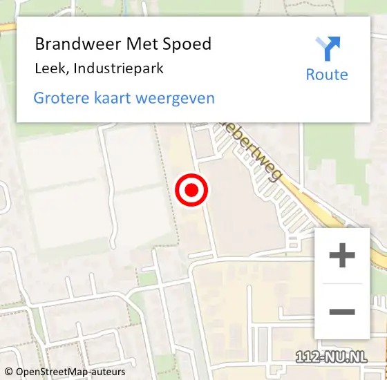 Locatie op kaart van de 112 melding: Brandweer Met Spoed Naar Leek, Industriepark op 16 juli 2024 18:20