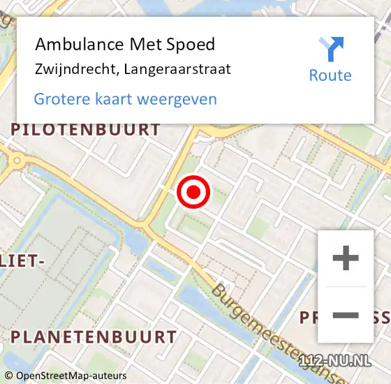 Locatie op kaart van de 112 melding: Ambulance Met Spoed Naar Zwijndrecht, Langeraarstraat op 16 juli 2024 18:57