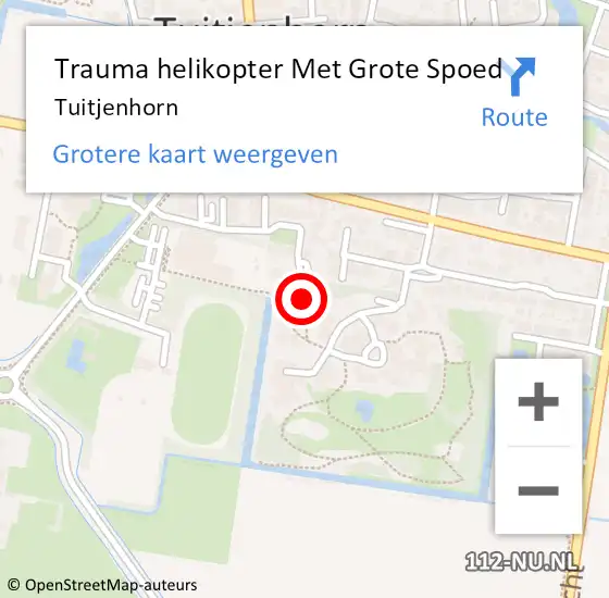 Locatie op kaart van de 112 melding: Trauma helikopter Met Grote Spoed Naar Tuitjenhorn op 16 juli 2024 19:05