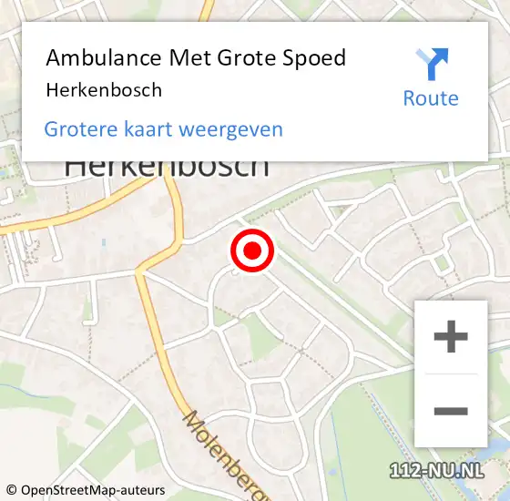 Locatie op kaart van de 112 melding: Ambulance Met Grote Spoed Naar Herkenbosch op 16 juli 2024 19:29