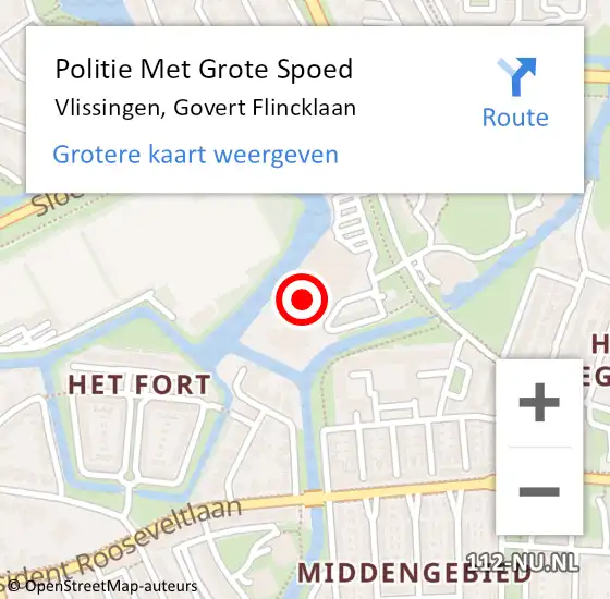 Locatie op kaart van de 112 melding: Politie Met Grote Spoed Naar Vlissingen, Govert Flincklaan op 16 juli 2024 19:46