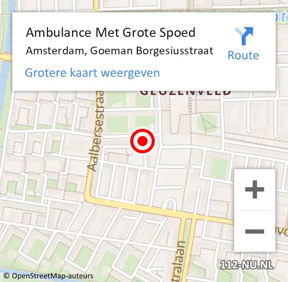 Locatie op kaart van de 112 melding: Ambulance Met Grote Spoed Naar Amsterdam, Goeman Borgesiusstraat op 16 juli 2024 20:02