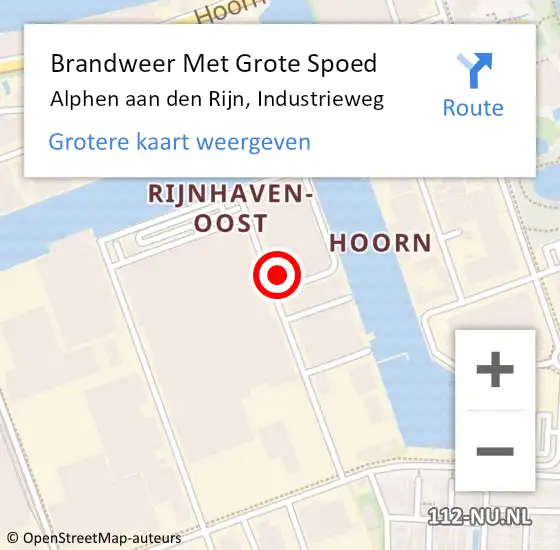 Locatie op kaart van de 112 melding: Brandweer Met Grote Spoed Naar Alphen aan den Rijn, Industrieweg op 16 juli 2024 20:03