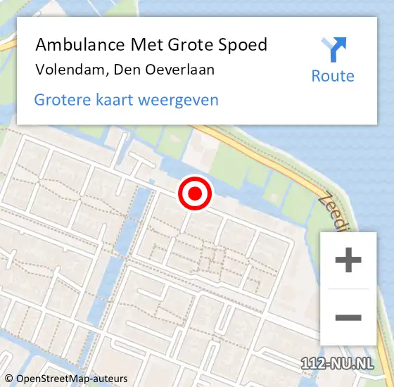 Locatie op kaart van de 112 melding: Ambulance Met Grote Spoed Naar Volendam, Den Oeverlaan op 16 juli 2024 20:29
