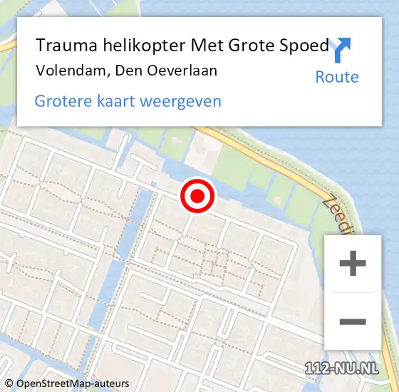 Locatie op kaart van de 112 melding: Trauma helikopter Met Grote Spoed Naar Volendam, Den Oeverlaan op 16 juli 2024 20:36