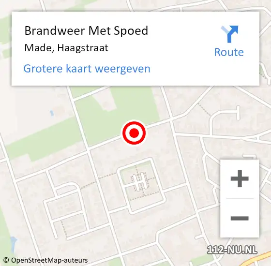 Locatie op kaart van de 112 melding: Brandweer Met Spoed Naar Made, Haagstraat op 16 juli 2024 20:45