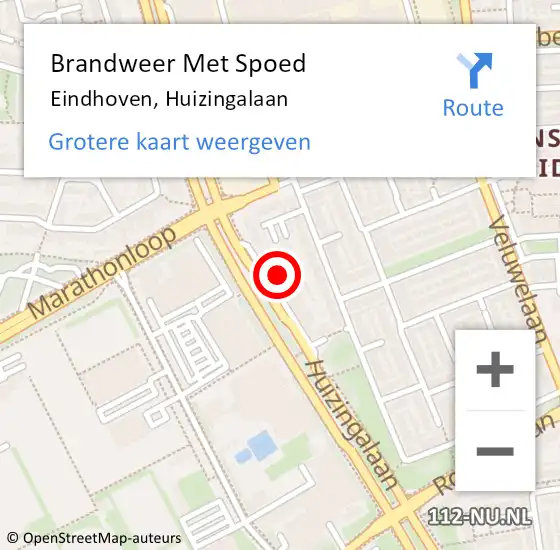 Locatie op kaart van de 112 melding: Brandweer Met Spoed Naar Eindhoven, Huizingalaan op 16 juli 2024 20:47