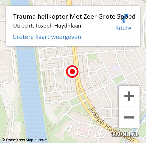 Locatie op kaart van de 112 melding: Trauma helikopter Met Zeer Grote Spoed Naar Utrecht, Joseph Haydnlaan op 16 juli 2024 20:50