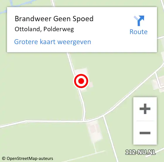 Locatie op kaart van de 112 melding: Brandweer Geen Spoed Naar Ottoland, Polderweg op 16 juli 2024 21:10