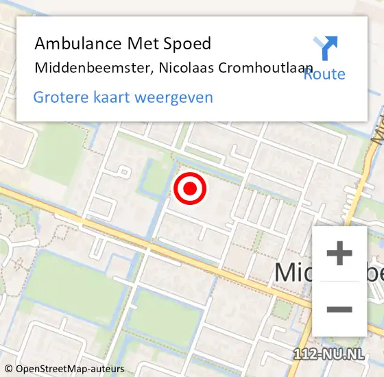 Locatie op kaart van de 112 melding: Ambulance Met Spoed Naar Middenbeemster, Nicolaas Cromhoutlaan op 16 juli 2024 21:13