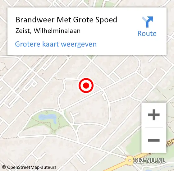 Locatie op kaart van de 112 melding: Brandweer Met Grote Spoed Naar Zeist, Wilhelminalaan op 16 juli 2024 21:23