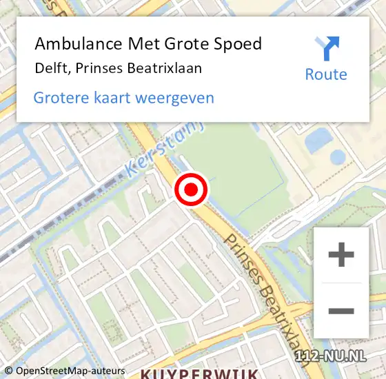 Locatie op kaart van de 112 melding: Ambulance Met Grote Spoed Naar Delft, Prinses Beatrixlaan op 16 juli 2024 21:35