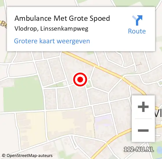 Locatie op kaart van de 112 melding: Ambulance Met Grote Spoed Naar Vlodrop, Linssenkampweg op 16 juli 2024 21:40