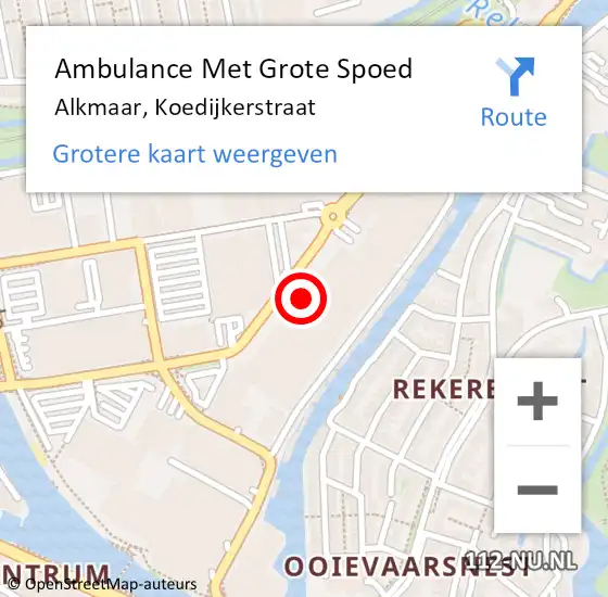 Locatie op kaart van de 112 melding: Ambulance Met Grote Spoed Naar Alkmaar, Koedijkerstraat op 16 juli 2024 21:48