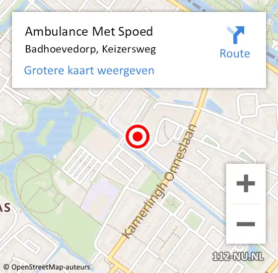 Locatie op kaart van de 112 melding: Ambulance Met Spoed Naar Badhoevedorp, Keizersweg op 16 juli 2024 21:49