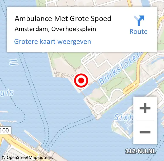 Locatie op kaart van de 112 melding: Ambulance Met Grote Spoed Naar Amsterdam, Overhoeksplein op 16 juli 2024 21:54