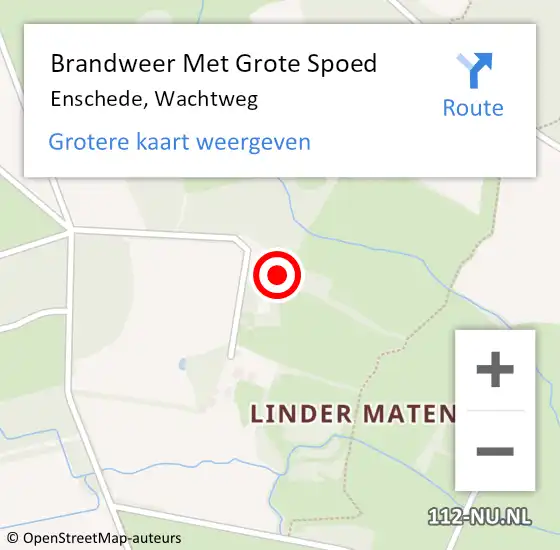 Locatie op kaart van de 112 melding: Brandweer Met Grote Spoed Naar Enschede, Wachtweg op 16 juli 2024 22:08