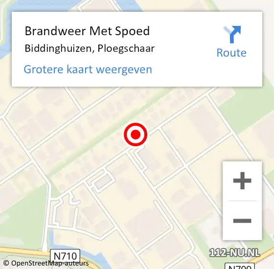 Locatie op kaart van de 112 melding: Brandweer Met Spoed Naar Biddinghuizen, Ploegschaar op 16 juli 2024 22:20