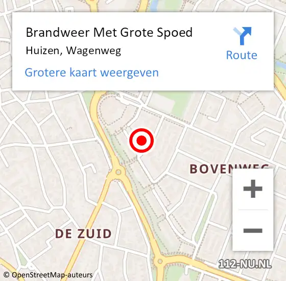 Locatie op kaart van de 112 melding: Brandweer Met Grote Spoed Naar Huizen, Wagenweg op 16 juli 2024 22:26