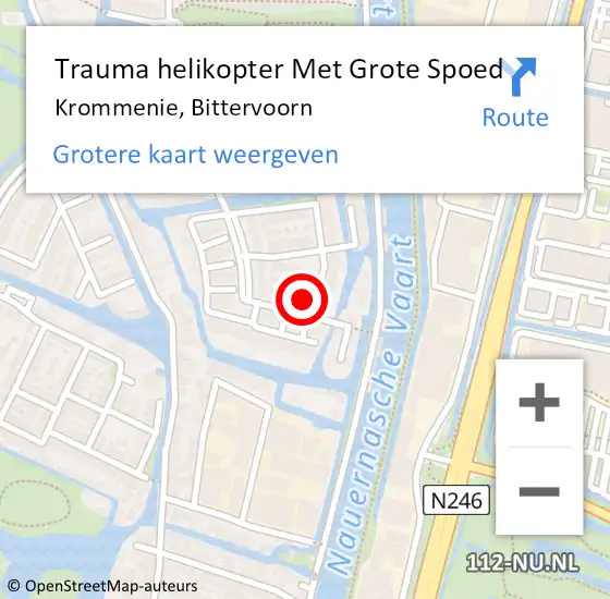 Locatie op kaart van de 112 melding: Trauma helikopter Met Grote Spoed Naar Krommenie, Bittervoorn op 16 juli 2024 22:30