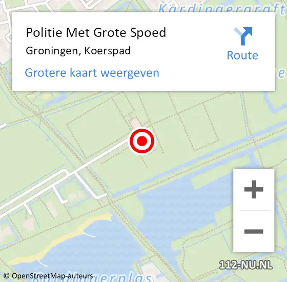 Locatie op kaart van de 112 melding: Politie Met Grote Spoed Naar Groningen, Koerspad op 16 juli 2024 22:37