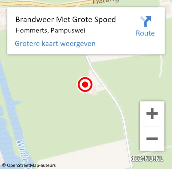 Locatie op kaart van de 112 melding: Brandweer Met Grote Spoed Naar Hommerts, Pampuswei op 16 juli 2024 23:11