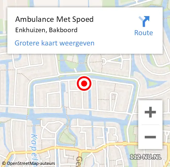 Locatie op kaart van de 112 melding: Ambulance Met Spoed Naar Enkhuizen, Bakboord op 16 juli 2024 23:19