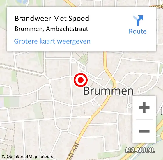 Locatie op kaart van de 112 melding: Brandweer Met Spoed Naar Brummen, Ambachtstraat op 16 juli 2024 23:46