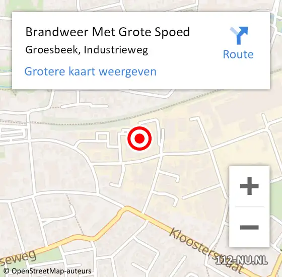 Locatie op kaart van de 112 melding: Brandweer Met Grote Spoed Naar Groesbeek, Industrieweg op 17 juli 2024 00:32