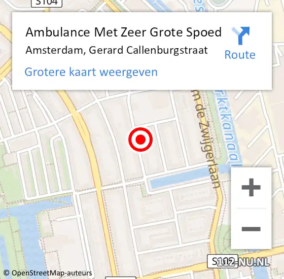 Locatie op kaart van de 112 melding: Ambulance Met Zeer Grote Spoed Naar Amsterdam, Gerard Callenburgstraat op 17 juli 2024 00:58