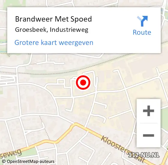 Locatie op kaart van de 112 melding: Brandweer Met Spoed Naar Groesbeek, Industrieweg op 17 juli 2024 01:02