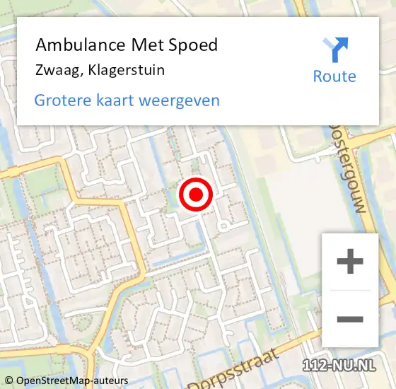 Locatie op kaart van de 112 melding: Ambulance Met Spoed Naar Zwaag, Klagerstuin op 17 juli 2024 01:24