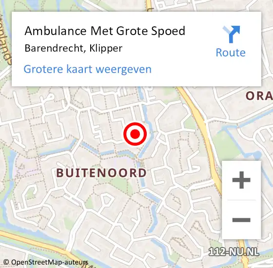 Locatie op kaart van de 112 melding: Ambulance Met Grote Spoed Naar Barendrecht, Klipper op 17 juli 2024 01:27