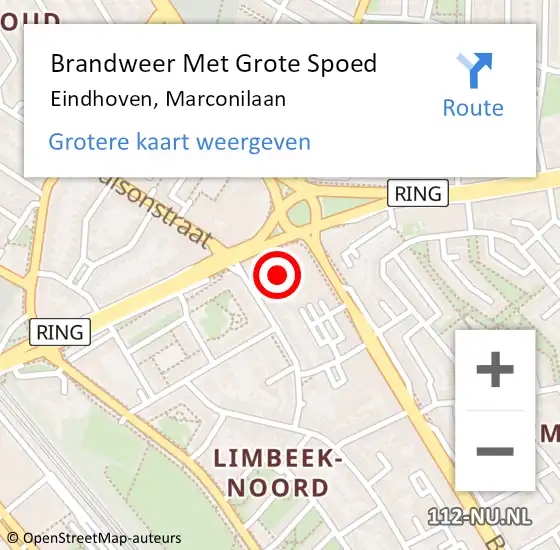 Locatie op kaart van de 112 melding: Brandweer Met Grote Spoed Naar Eindhoven, Marconilaan op 17 juli 2024 02:59