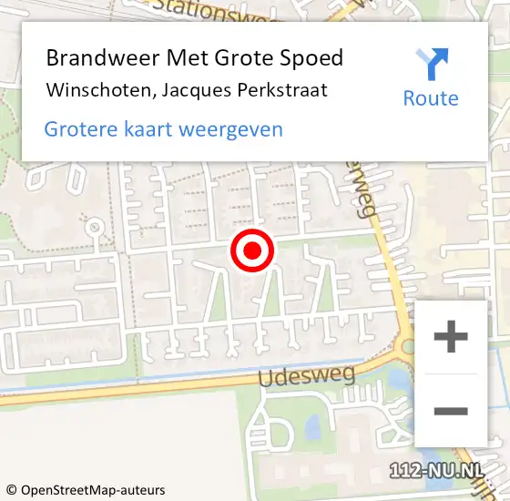 Locatie op kaart van de 112 melding: Brandweer Met Grote Spoed Naar Winschoten, Jacques Perkstraat op 17 juli 2024 04:28