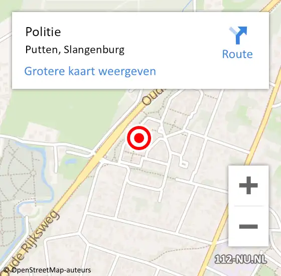 Locatie op kaart van de 112 melding: Politie Putten, Slangenburg op 17 juli 2024 04:44