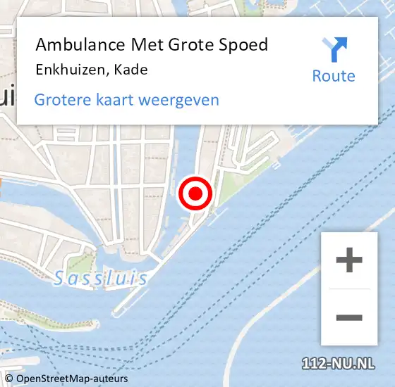 Locatie op kaart van de 112 melding: Ambulance Met Grote Spoed Naar Enkhuizen, Kade op 17 juli 2024 05:10