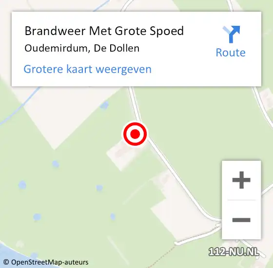 Locatie op kaart van de 112 melding: Brandweer Met Grote Spoed Naar Oudemirdum, De Dollen op 17 juli 2024 05:22