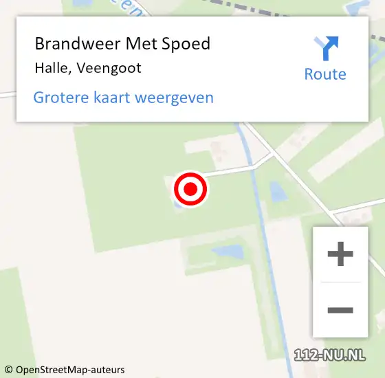 Locatie op kaart van de 112 melding: Brandweer Met Spoed Naar Halle, Veengoot op 17 juli 2024 05:55