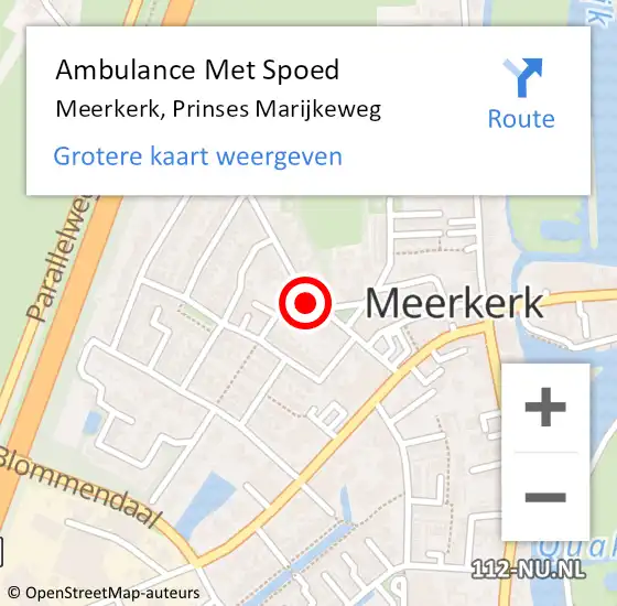 Locatie op kaart van de 112 melding: Ambulance Met Spoed Naar Meerkerk, Prinses Marijkeweg op 17 juli 2024 06:02