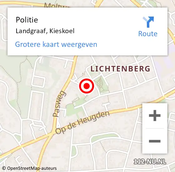 Locatie op kaart van de 112 melding: Politie Landgraaf, Kieskoel op 17 juli 2024 07:44