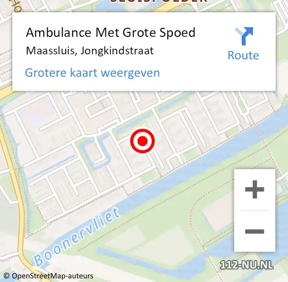 Locatie op kaart van de 112 melding: Ambulance Met Grote Spoed Naar Maassluis, Jongkindstraat op 17 juli 2024 07:45