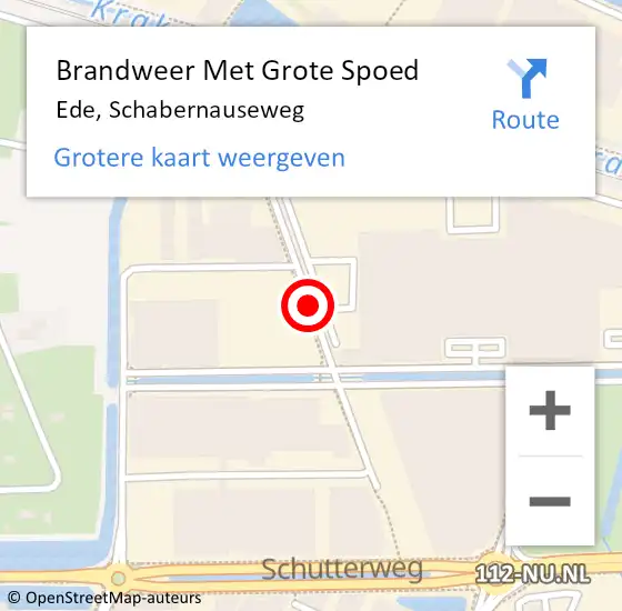 Locatie op kaart van de 112 melding: Brandweer Met Grote Spoed Naar Ede, Schabernauseweg op 17 juli 2024 07:56