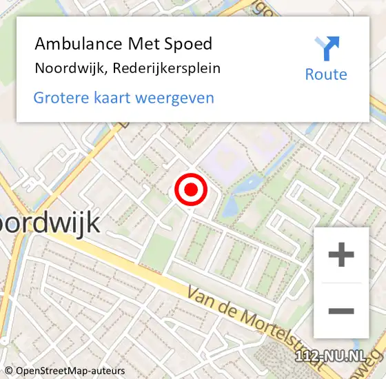 Locatie op kaart van de 112 melding: Ambulance Met Spoed Naar Noordwijk, Rederijkersplein op 17 juli 2024 08:09